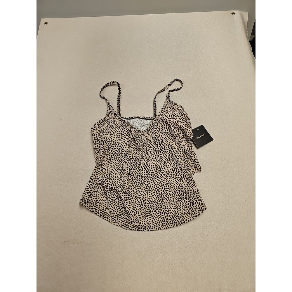 Ellen Tracy tankini swim 12 leopard print  Padded Cami New